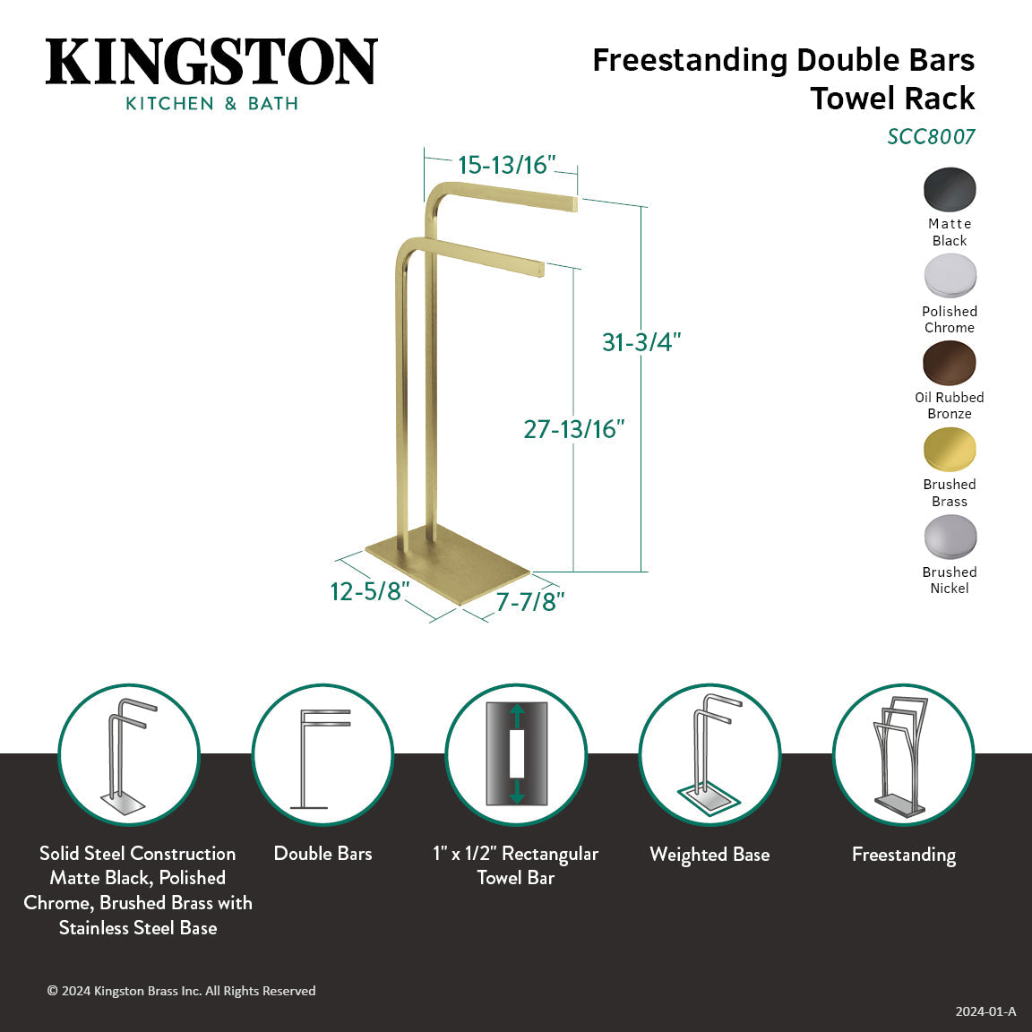 Edenscape SCC8005 Freestanding Dual Towel Rack, Oil Rubbed Bronze