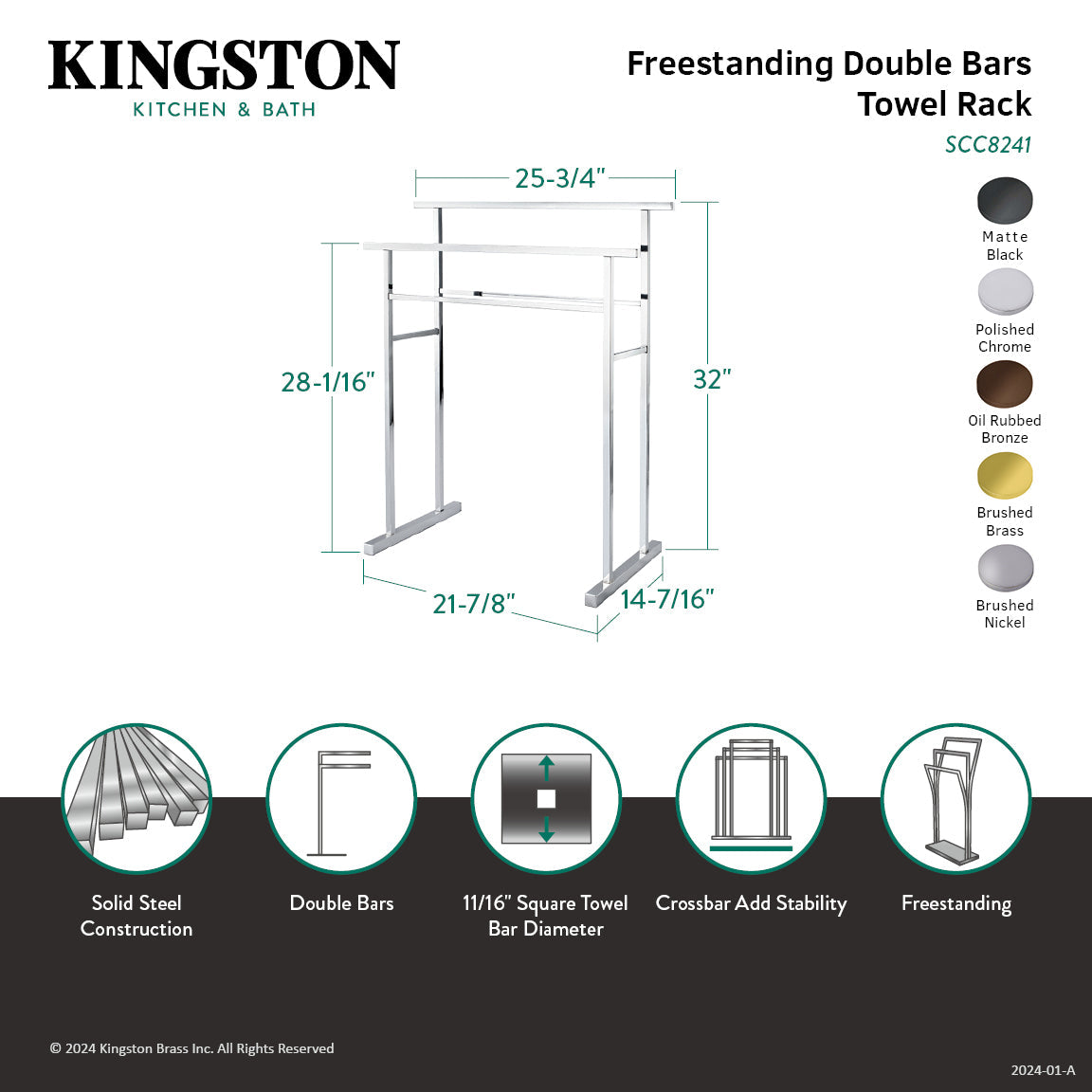 Edenscape SCC8241 Freestanding 2-Tier Towel Rack, Polished Chrome