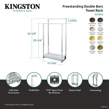 Edenscape SCC8268 Freestanding 2-Tier Towel Rack, Brushed Nickel