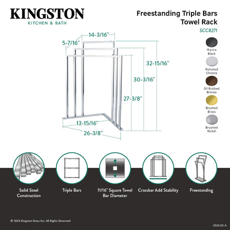 Edenscape SCC8275 Freestanding 3-Tier Towel Rack, Oil Rubbed Bronze