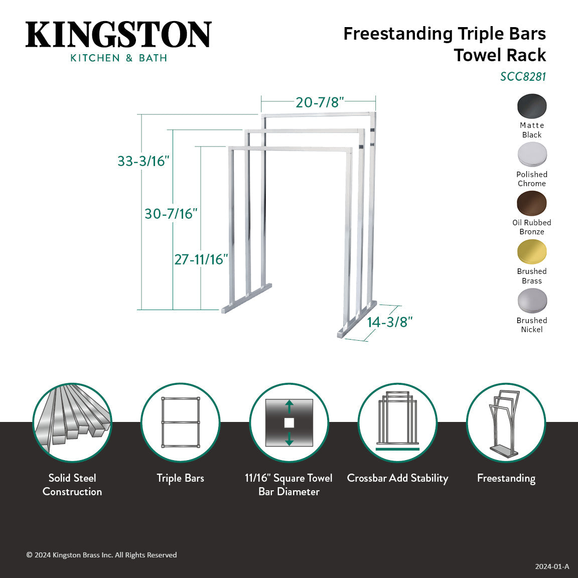 Edenscape SCC8285 Freestanding 3-Tier Towel Rack, Oil Rubbed Bronze