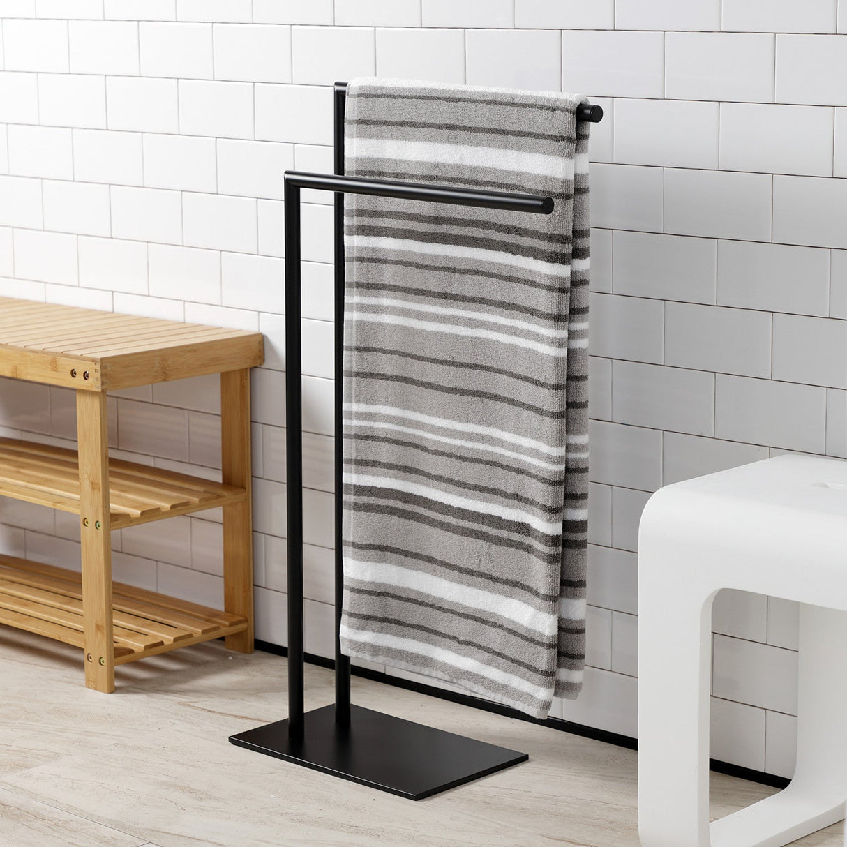 Edenscape SCC8320 Freestanding Dual Towel Rack, Matte Black