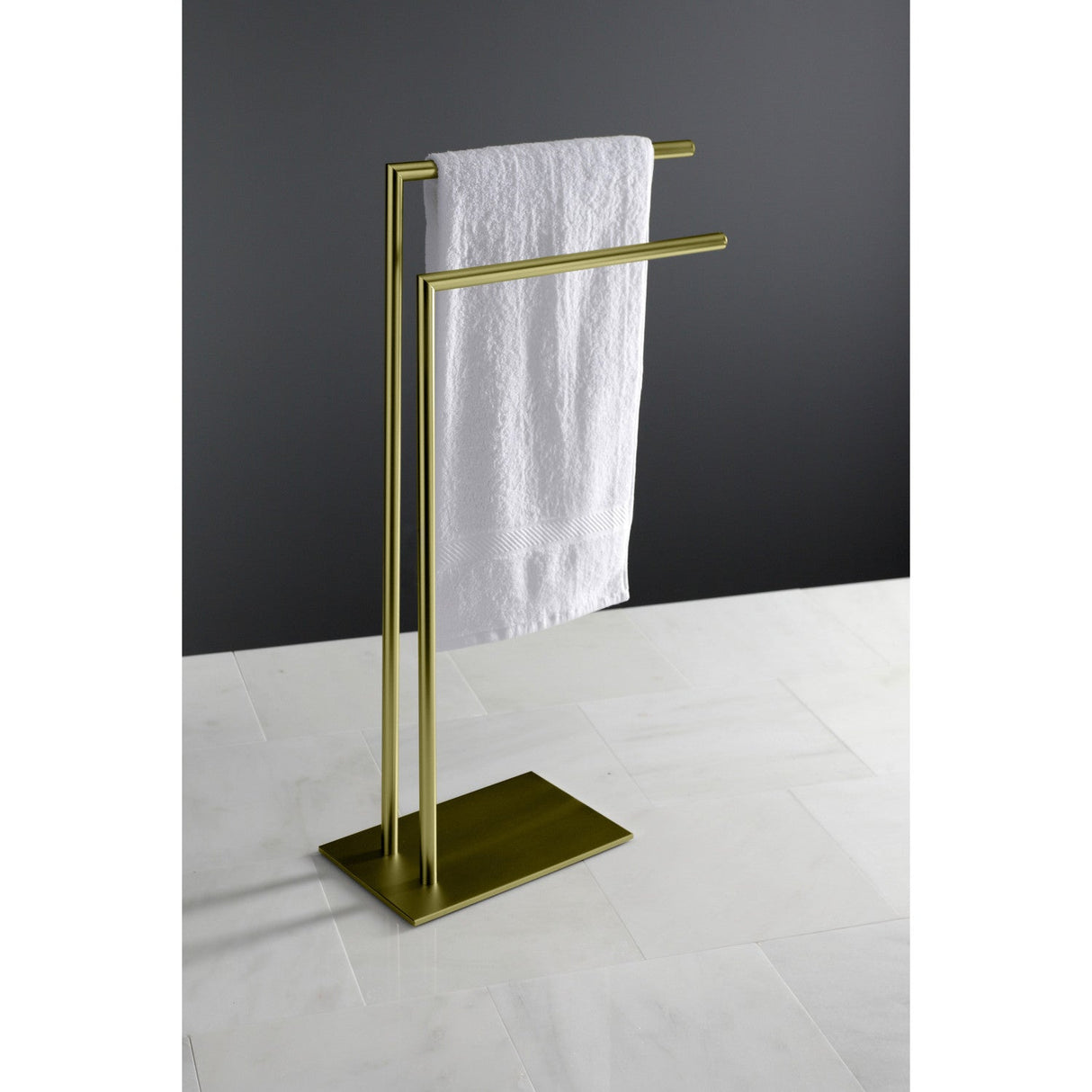 Edenscape SCC8327 Freestanding Dual Towel Rack, Brushed Brass