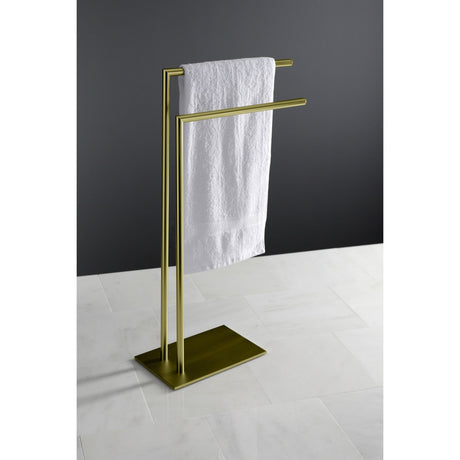 Edenscape SCC8327 Freestanding Dual Towel Rack, Brushed Brass