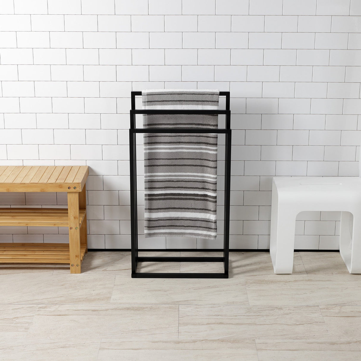 Edenscape SCC8330 Freestanding 3-Tier Towel Rack, Matte Black