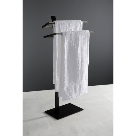Edenscape SCC8398 Freestanding Dual Towel Rack, Matte Black/Brushed Nickel