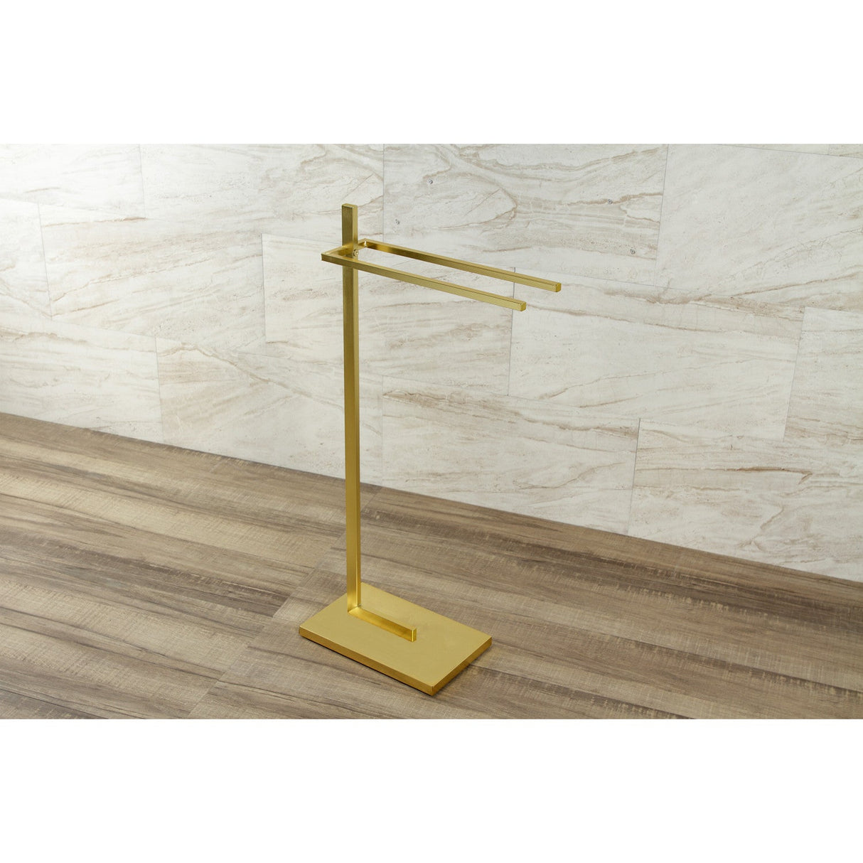 Edenscape SCC8607 Freestanding Dual Towel Rack, Brushed Brass