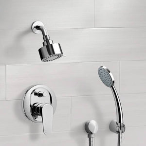 Chrome Shower System with Multi Function Shower Head and Hand Shower