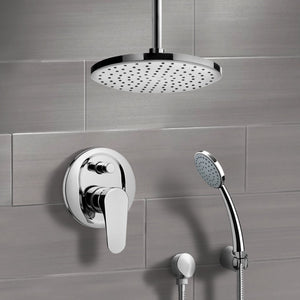 Chrome Shower System with 8" Rain Ceiling Shower Head and Hand Shower