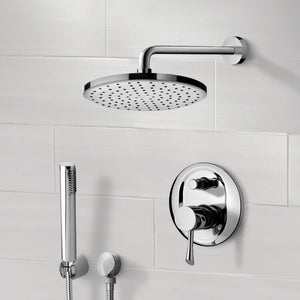 Chrome Shower System with 8" Rain Shower Head and Hand Shower