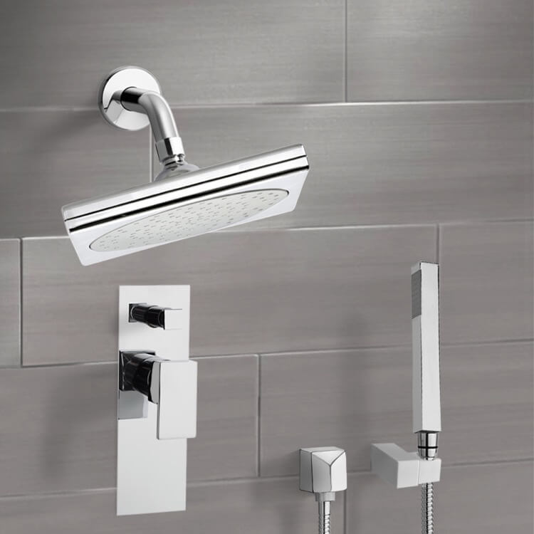 Chrome Shower System with 9" Rain Shower Head and Hand Shower