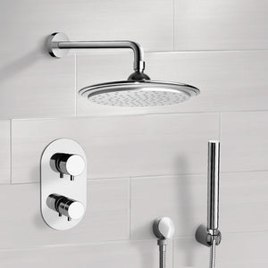 Chrome Thermostatic Shower System with 9" Rain Shower Head and Hand Shower