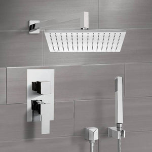 Shower System with 12" Rain Shower Head and Hand Shower