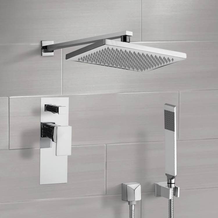Shower System with 9.5" Rain Shower Head and Hand Shower