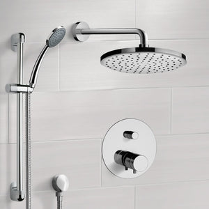 Chrome Thermostatic Shower System with 8" Rain Shower Head and Hand Shower