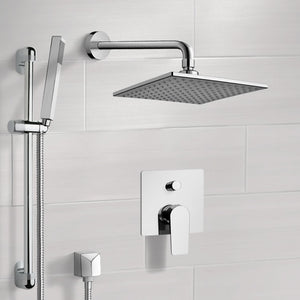 Chrome Shower System with 8" Rain Shower Head and Hand Shower
