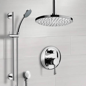 Chrome Shower System with 8" Rain Ceiling Shower Head and Hand Shower