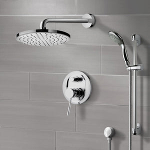 Chrome Shower System with 8" Rain Shower Head and Hand Shower