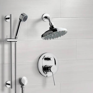 Chrome Shower System with 6" Rain Shower Head and Hand Shower
