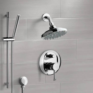 Chrome Shower System with 6" Rain Shower Head and Hand Shower