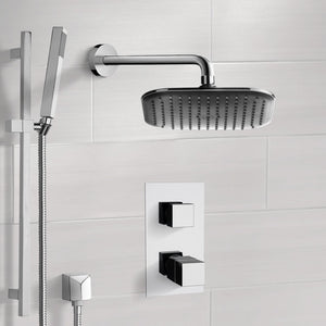 Chrome Thermostatic Shower System with 8" Rain Shower Head and Hand Shower