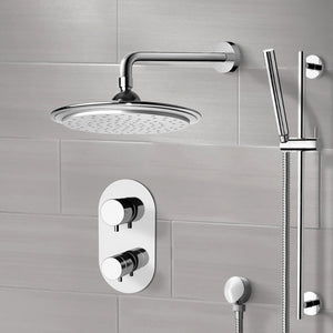 Chrome Thermostatic Shower System with 9" Rain Shower Head and Hand Shower