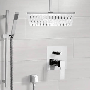 Shower System with Ceiling 12" Rain Shower Head and Hand Shower