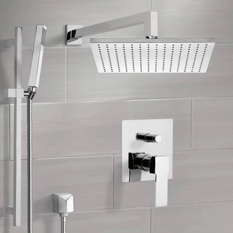 Shower System with 12" Rain Shower Head and Hand Shower