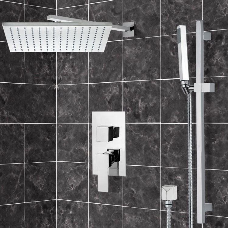 Shower System with 12" Rain Shower Head and Hand Shower