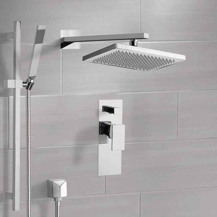 Shower System with 9.5" Rain Shower Head and Hand Shower
