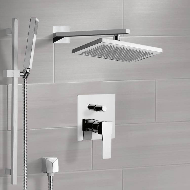 Shower System with 9.5" Rain Shower Head and Hand Shower
