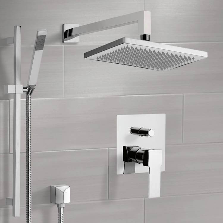 Shower System with 9.5" Rain Shower Head and Hand Shower