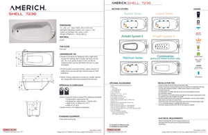 Americh SH7236TA2-WH Shell 7236 - Tub Only / Airbath 2 - White