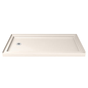 DreamLine SlimLine 36 in. D x 60 in. W x 2 3/4 in. H Left Drain Single Threshold Shower Base in Biscuit