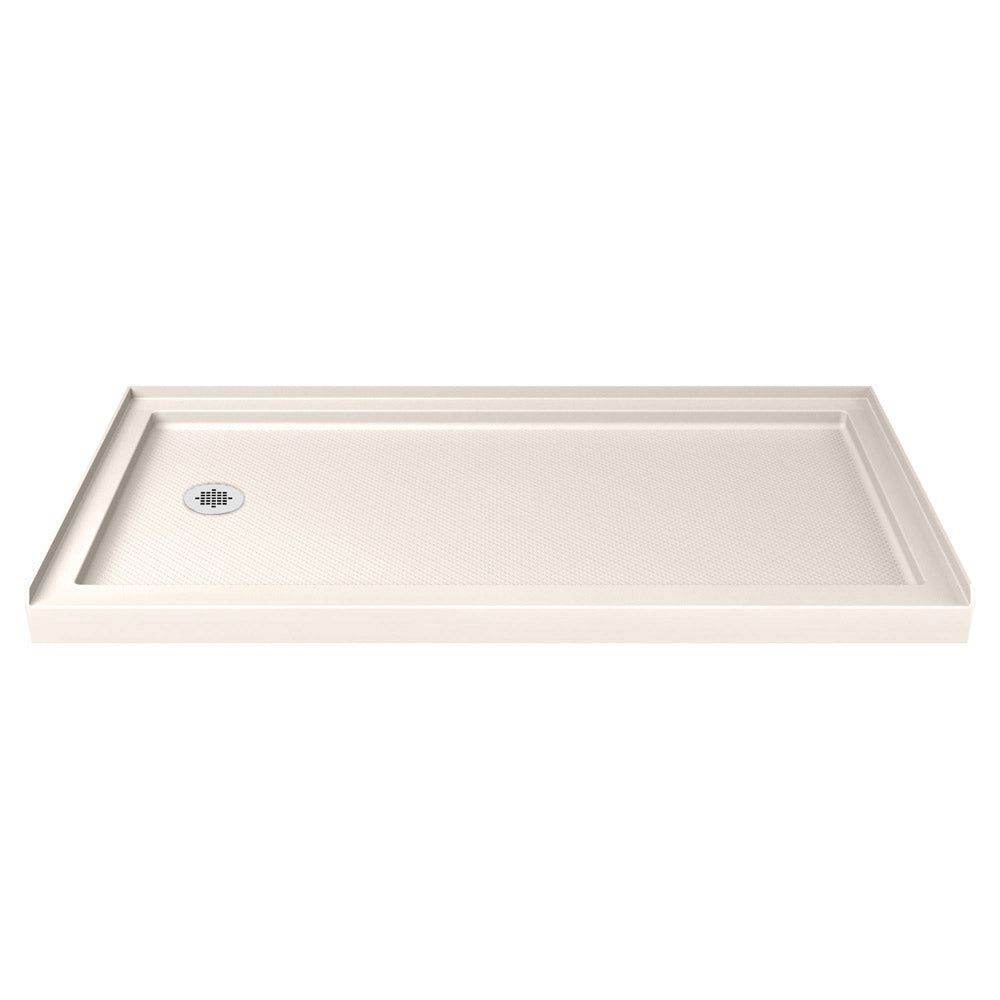 DreamLine Aqua Ultra 36 in. D x 60 in. W x 74 3/4 in. H Frameless Shower Door in Chrome and Left Drain Biscuit Base Kit