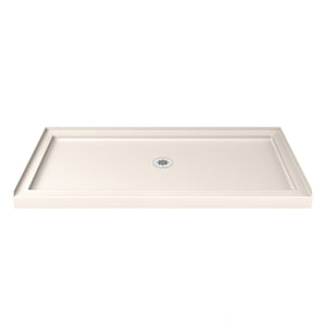 DreamLine SlimLine 36 in. D x 54 in. W x 2 3/4 in. H Center Drain Single Threshold Shower Base in Biscuit