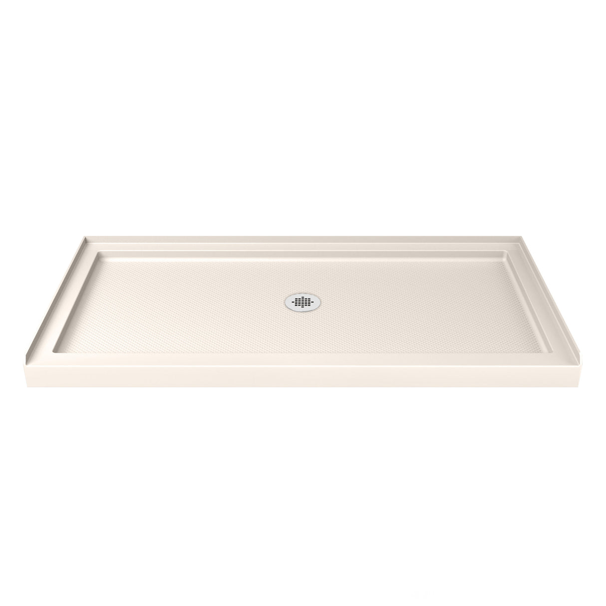 DreamLine Flex 30 in. D x 60 in. W x 74 3/4 in. H Semi-Frameless Shower Door in Brushed Nickel with Center Drain Biscuit Base Kit