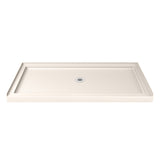 DreamLine Flex 30 in. D x 60 in. W x 74 3/4 in. H Semi-Frameless Shower Door in Brushed Nickel with Center Drain Biscuit Base Kit