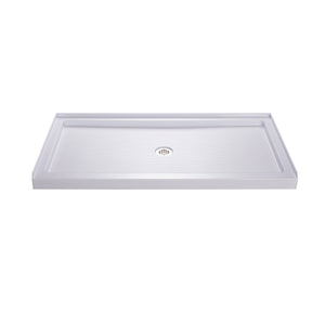 DreamLine SlimLine 32 in. D x 60 in. W x 2 3/4 in. H Center Drain Single Threshold Shower Base in White