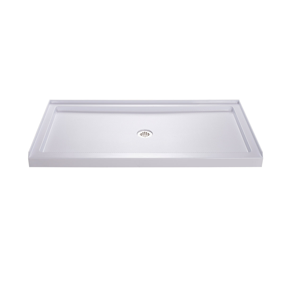 DreamLine Flex 36 in. D x 60 in. W x 76 3/4 in. H Semi-Frameless Shower Door in Chrome with Center Drain White Base and Wall Kit