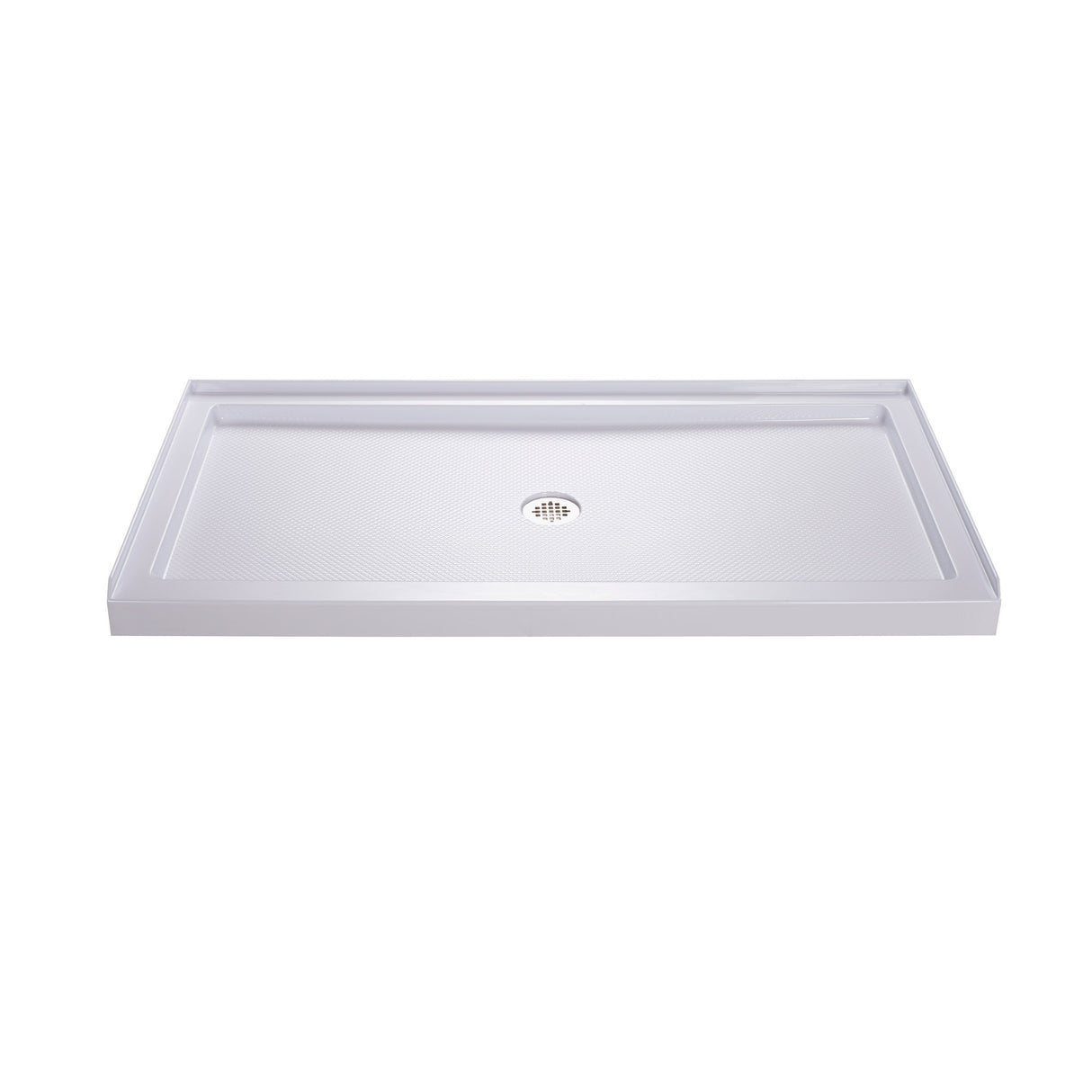 DreamLine Duet 36 in. D x 60 in. W x 74 3/4 in. H Semi-Frameless Bypass Shower Door in Brushed Nickel and Center Drain White Base
