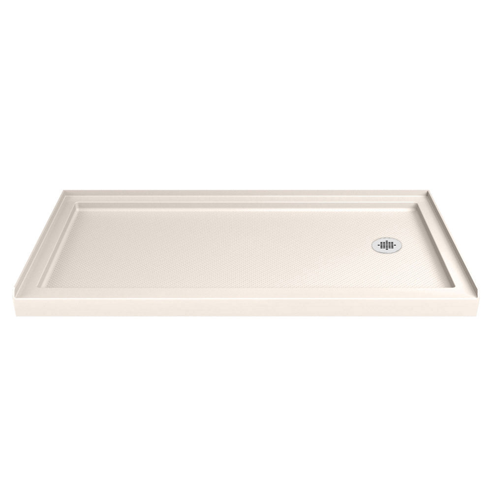 DreamLine SlimLine 36 in. D x 60 in. W x 2 3/4 in. H Right Drain Single Threshold Shower Base in Biscuit