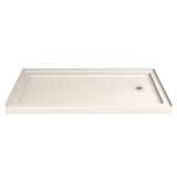 DreamLine Aqua Ultra 36 in. D x 60 in. W x 74 3/4 in. H Frameless Shower Door in Chrome and Right Drain Biscuit Base Kit