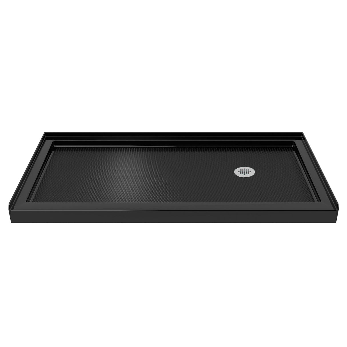 DreamLine Encore 36 in. D x 60 in. W x 78 3/4 in. H Bypass Shower Door in Satin Black and Right Drain Black Base Kit