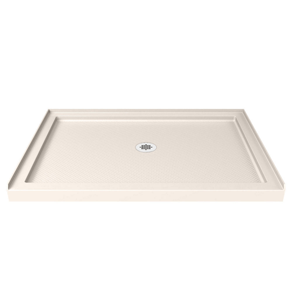 DreamLine Aqua Ultra 36 in. D x 48 in. W x 74 3/4 in. H Frameless Shower Door in Brushed Nickel and Center Drain Biscuit Base Kit