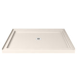 DreamLine Aqua Ultra 36 in. D x 48 in. W x 74 3/4 in. H Frameless Shower Door in Brushed Nickel and Center Drain Biscuit Base Kit