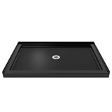 DreamLine Flex 32 in. D x 42 in. W x 74 3/4 in. H Semi-Frameless Pivot Shower Door in Chrome with Center Drain Black Base Kit