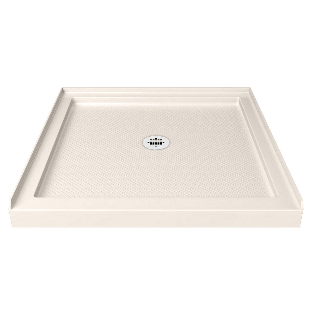 DreamLine SlimLine 36 in. D x 36 in. W x 2 3/4 in. H Center Drain Single Threshold Shower Base in Biscuit