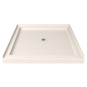 DreamLine Flex 36 in. D x 36 in. W x 74 3/4 in. H Semi-Frameless Pivot Shower Door in Chrome with Center Drain Biscuit Base