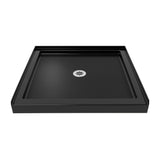 DreamLine Flex 32 in. D x 32 in. W x 74 3/4 in. H Semi-Frameless Pivot Shower Door in Chrome with Center Drain Black Base
